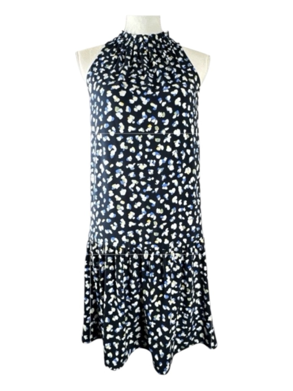 BANANA REPUBLIC Navy Blue Abstract Floral Drop Waist Dress, Size S.